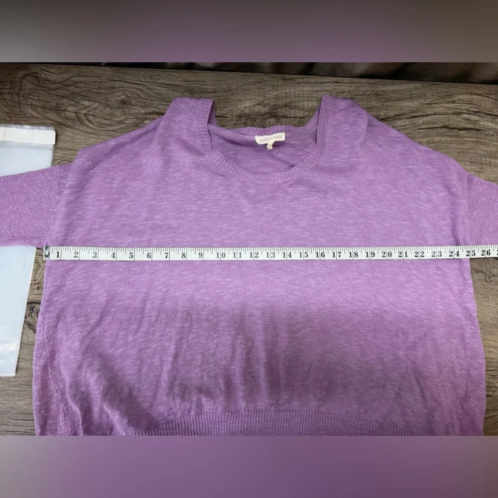 EILEEN FISHER‎ Lavender Dusk Purple Fine Gauge Linen Knit Box Sweater size M